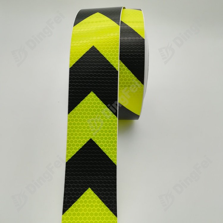 Fluorescent Yellow Black PVC Arrow Reflective Tape - 